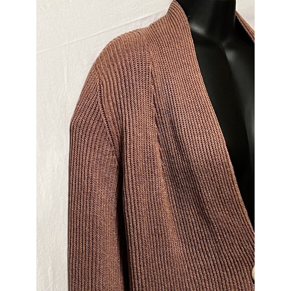 BRUNELLO CUCINELLI Sweater Linen Brown Cardigan Long Sleeve Brown Button XL - Picture 11 of 14